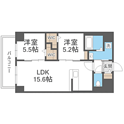 博多グランドレジデンス 2LDKの間取図画像