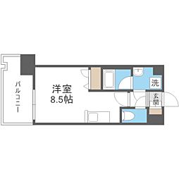 エンクレスト天神LIFE ワンルームの間取図画像
