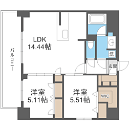 S-RESIDENCE薬院aureate 2LDKの間取図画像