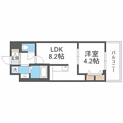 パルククレール博多 1LDKの間取図画像