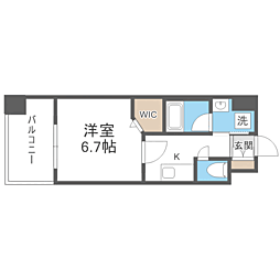エンクレスト博多イーストパーク 1Kの間取図画像