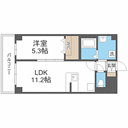 フローラル筥松 1LDKの間取図画像