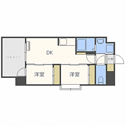 リアンシ工ルブルー雑餉隈 2DKの間取図画像