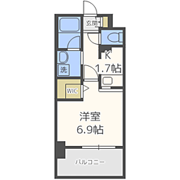 エンクレスト舞鶴2 1Kの間取図画像