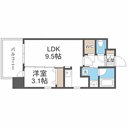 エンクレスト大博通りAPEX 1LDKの間取図画像