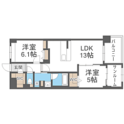 RISOIE-CINQ 2LDKの間取図画像