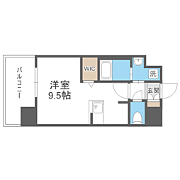エンクレストベイ天神EAST ワンルームの間取図画像