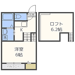 クラリス竹下 1Kの間取図画像