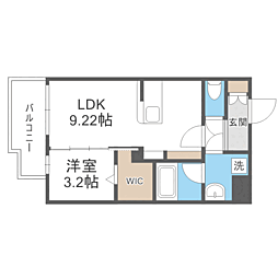 LIBTH博多住吉PREMIER 1LDKの間取図画像