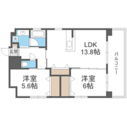 YSP県庁前 2LDKの間取図画像