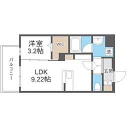 LIBTH博多住吉PREMIER 1LDKの間取図画像