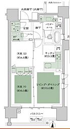 シティハウス湯島ステーションコート 8階2LDKの間取り