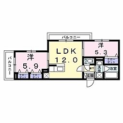 ヴィレッジ キール 2階2LDKの間取り