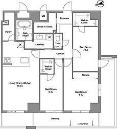 Prima Stella 14階3LDKの間取り