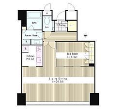 セントラルパークタワー・ラ・トゥール新宿 30階1LDKの間取り
