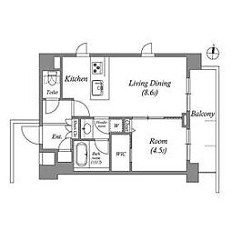 エミリブ下落合 6階1LDKの間取り