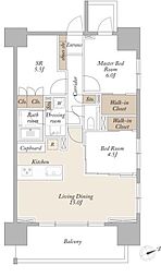 ライトテラス新宿御苑 8階2SLDKの間取り