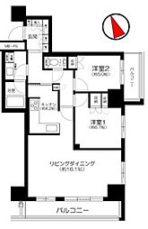 東京メトロ丸ノ内線 西新宿駅 徒歩6分の賃貸マンション 14階2LDKの間取り