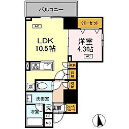 ドリーム神楽坂 6階1LDKの間取り