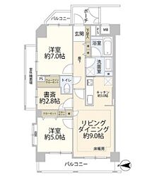 グランスイート ラ・ヴィル 4階2SLDKの間取り