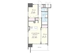 ROOTs Shinjuku Wakamatsucho 13階2LDKの間取り