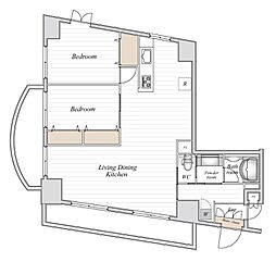 コロネード春日 8階2LDKの間取り
