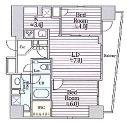 サンイング飯田橋 9階2LDKの間取り