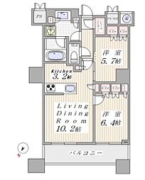 ザ・パークハウス西新宿タワー60 25階2LDKの間取り