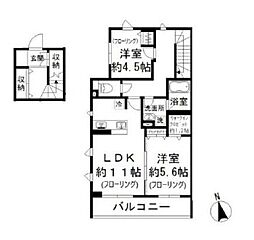 小日向テラスハウス 2階2LDKの間取り