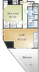 パシフィック西早稲田 8階1LDKの間取り