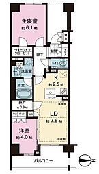 マジェスティハウス新宿御苑パークナード 5階2LDKの間取り
