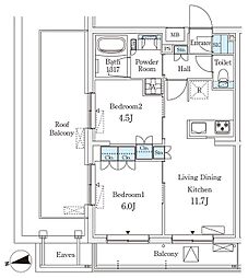 若葉ビューアパートメント 4階2LDKの間取り