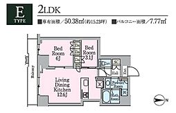 クレストコート目白新坂レジデンス 5階2LDKの間取り