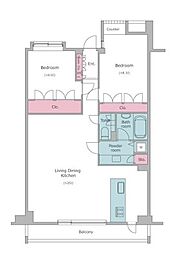レジディア北新宿 2LDKの間取図画像