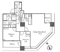 ザ・パークハウス西新宿タワー60 2LDKの間取図画像