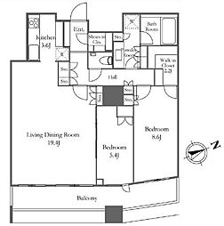 ザ・パークハウス西新宿タワー60 2LDKの間取図画像