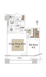 コンシェリア西新宿タワーズウエスト 1LDKの間取図画像