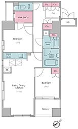 レジディア文京千石2 2LDKの間取図画像