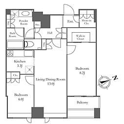 ウエストパークタワー池袋 2LDKの間取図画像