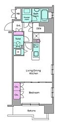 レジディア御茶ノ水 1LDKの間取図画像