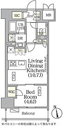 ザ・パークハビオ神楽坂レジデンスSouth 1LDKの間取図画像