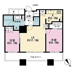 ザ・パークハウス西新宿タワー60 2LDKの間取図画像