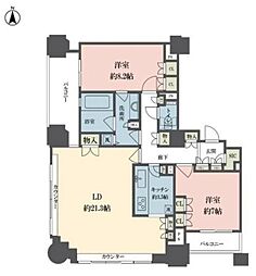 ルネ新宿御苑タワー 2LDKの間取図画像