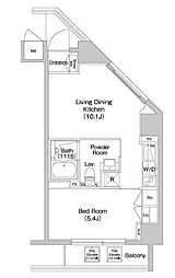 コンフォリア西新宿 1LDKの間取図画像