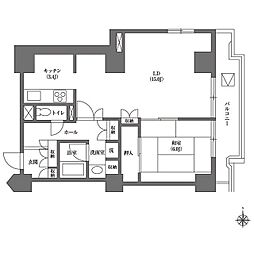 文京グリーンコートビュータワー本駒込B棟 1LDKの間取図画像