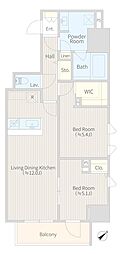 HIGHGROUND神楽坂 2LDKの間取図画像