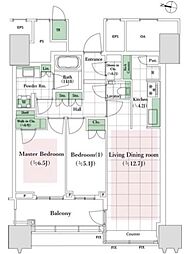 パークコート文京小石川ザタワー 2LDKの間取図画像