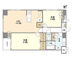 ナーベルお茶の水 2LDKの間取図画像