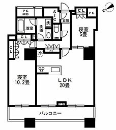 ザ・パークハウス西新宿タワー60 2LDKの間取図画像