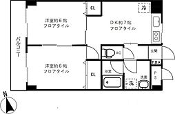 湯島台レジデンス 2DKの間取図画像
